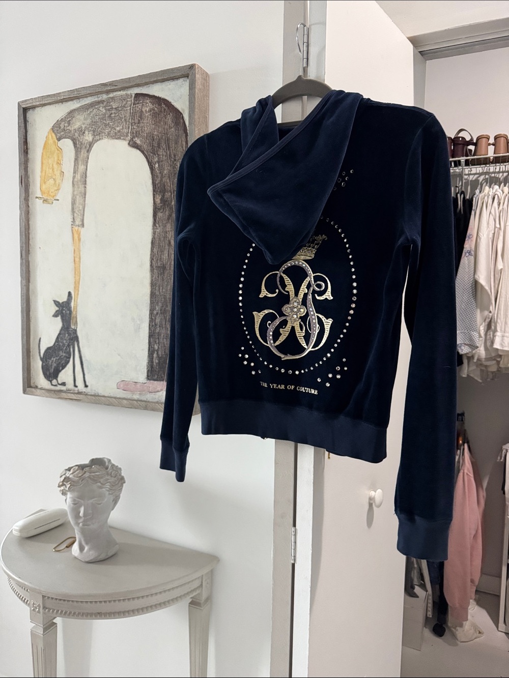 Juicy Couture Navy Hoodie with Pink Label - Picture 4 of 5